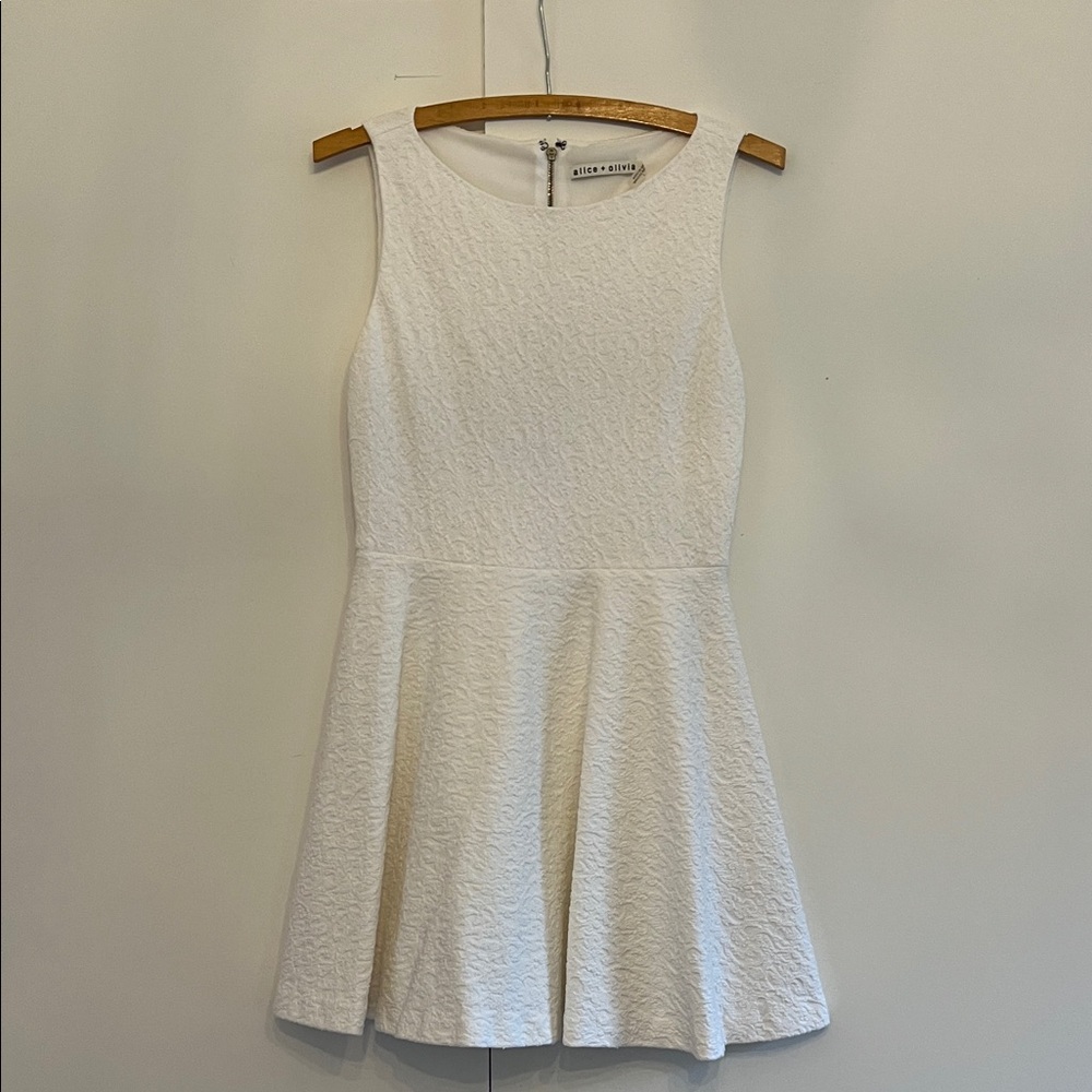Alice + Olivia White Textured Mini Dress